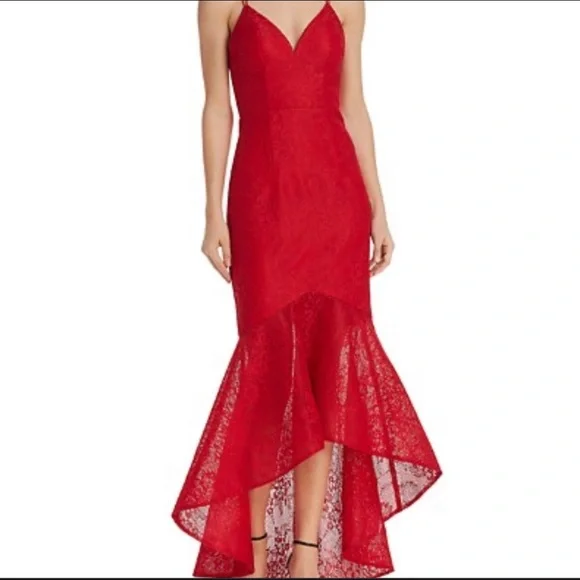 Bariano Womens Lace Fishtail Evening Dress Red XL, Women's